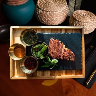 Wagyu with Mac Khen Platter / Mẹt Bò Wagyu Nướng Mắc Khén